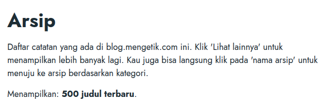 500 catatan di blog pribadi