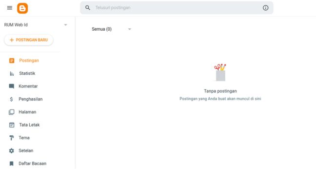 Dashboard platform Blogger untuk blogging